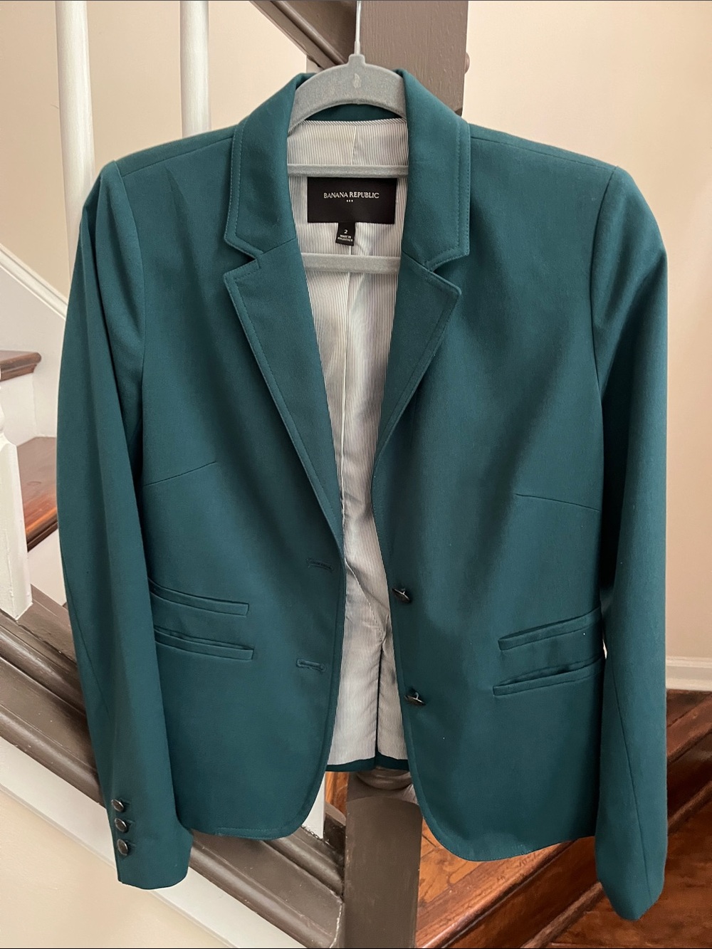 Banana Republic Teal Green Men's Blazer - Tailored Two-Button Sport Coat